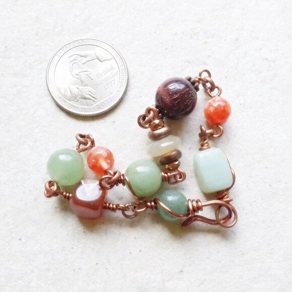 Uniquely Hand Crafted! Aventurine Agate Jasper Carnelian + Copper Bracelet - Picture 5 of 7